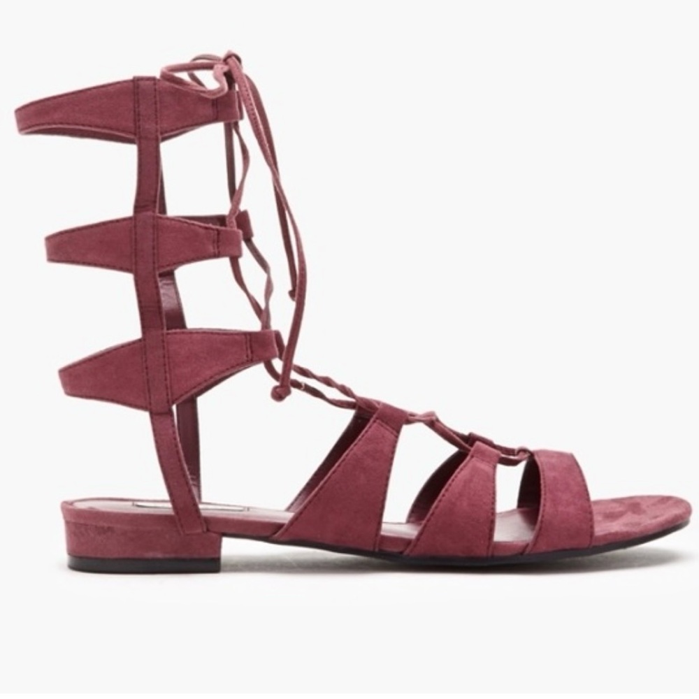 New Gladiator sandals lace up faux suede shoes flats strappy sandals caged shoes
